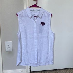 Tommy Bahama sleeveless top. Size L, 12/14 linen. Texas A&M embroidery on front.